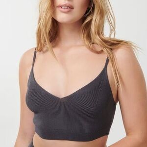 NEW GARAGE Haut Court Maille Sweater Bra | Dark Gray | SMALL